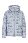 Gucci Printed Polyester Down Jacket In Blue