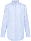 Gucci Horsebit-detail Cotton Shirt In Light Blue