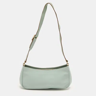 Pre-owned Gucci Light Blue Microssima Leather Pochette Bag