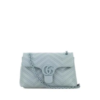 Gucci Light Blue Nappa Leather Small Gg Marmont Shoulder Bag Articblartbartb Calf Skin Borse A Tracolla