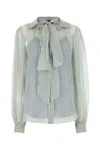 Gucci Light Blue Printed Chiffon Shirt In Light Blue