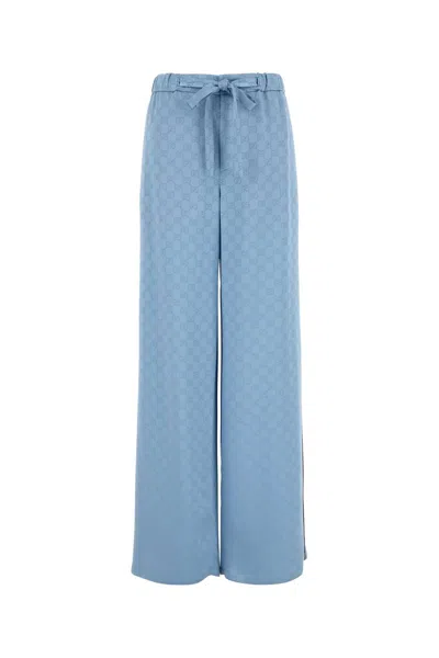 Gucci Light-blue Satin Wide-leg Pant