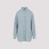 Gucci Womens Aqueous Monogram Relaxed-fit Silk Shirt In Blue