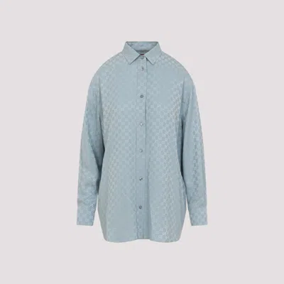 GUCCI LIGHT BLUE SILK GG SHIRT