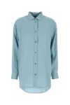 Gucci Womens Aqueous Monogram Relaxed-fit Silk Shirt In Blue