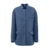 Gucci Wool Blend Melange Aviator Jacket Women In Blue