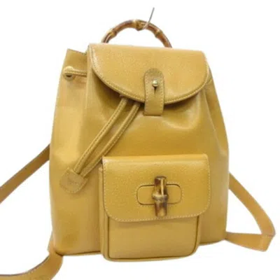 Pre-owned Gucci Light Brown Leather Backpack Handbag Shoulder Bag ()