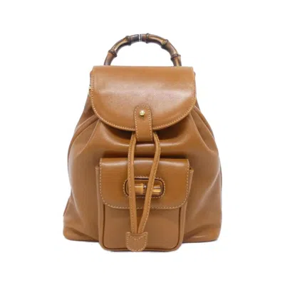 Pre-owned Gucci Light Brown Leather Backpack ()