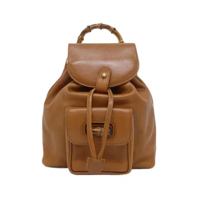 Pre-owned Gucci Light Brown Leather Backpack ()