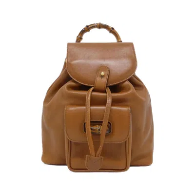 Pre-owned Gucci Light Brown Leather Backpack ()