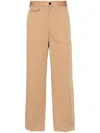 Gucci Web-detail Cotton Trousers In Light Brown