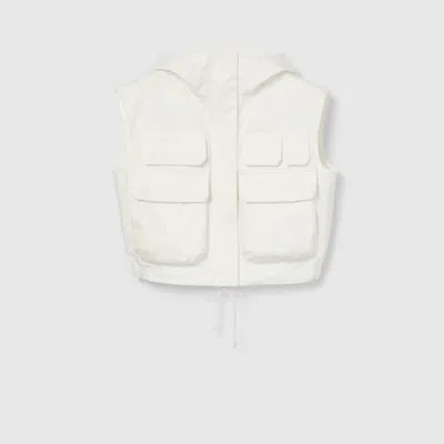 Gucci Light Cotton Canvas Gilet With Embroidery In White
