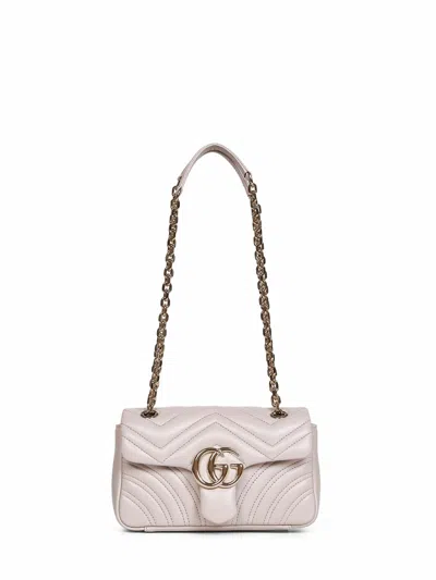 Gucci Light Grey Gg Marmont Small Shoulder Bag In Pink