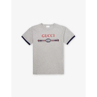 Gucci Kids' Round-neck Brand-print Cotton-jersey T-shirt 4-12 Y In Gray