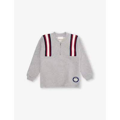 Gucci Baby Embroidered Cotton-jersey Sweatshirt 24-36 M In Light Grey Mel/mix