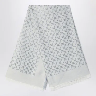 Gucci Women's Light Grey/white Gg Jacquard Wool And Silk Scarf | 8092263gc46