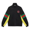 Gucci Logo-patch Web-motif Jacket In Black