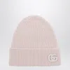 Gucci Logo-patch Ribbed Beanie Hat In Pink