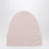 Gucci Logo-patch Ribbed Beanie Hat In Pink