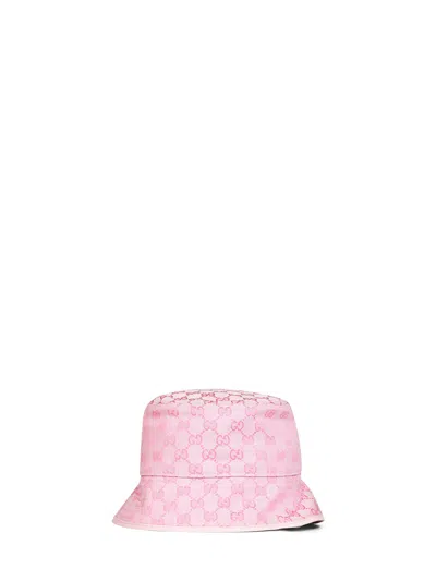 Gucci Light Pink Gg Canvas Bucket Hat