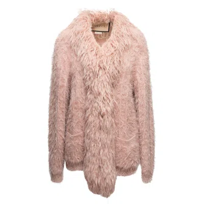 Pre-owned Gucci Light Pink  2022 Wool-blend Fuzzy Cardigan Size Us L