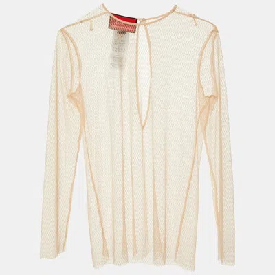 Pre-owned Gucci Light Pink Tulle Sheer Top S