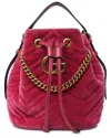 Gucci Light Raspberry Rose Velvet Matelasse Leather Gg Marmont Bucket Bag  (authentic Pre-loved) In Pink