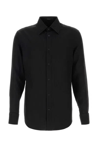Gucci Twill Shirt Long Sleeves Button Cuffs In Black