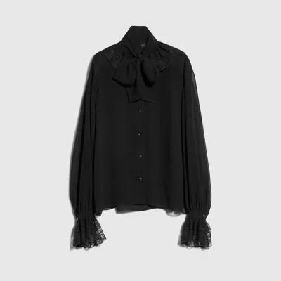 Gucci Light Silk Georgette Shirt In Black