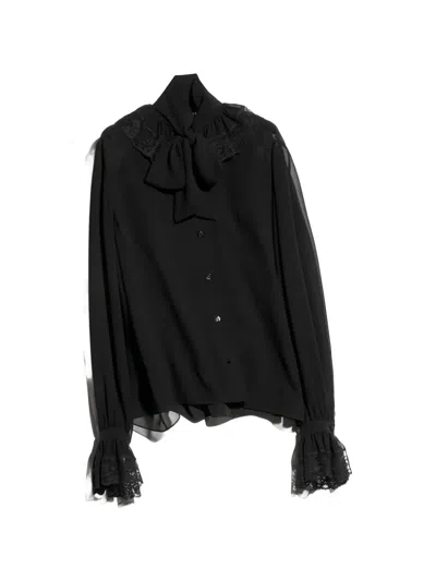 Gucci Light Silk Georgette Shirt In Black