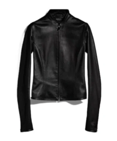 Gucci Light Stretch Leather Zip Jacket In Black