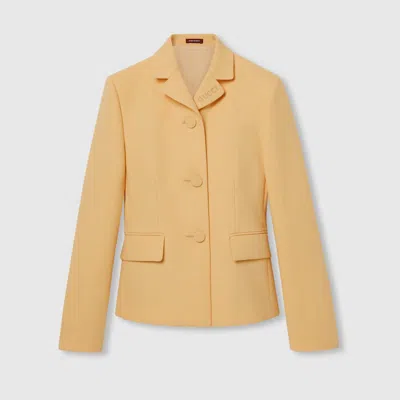Gucci Crepe Wool Blazer In Yellow