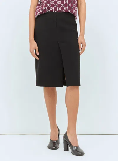 Gucci High Waist Knee-length Skirt With Back Slit And Side Pockets In Black