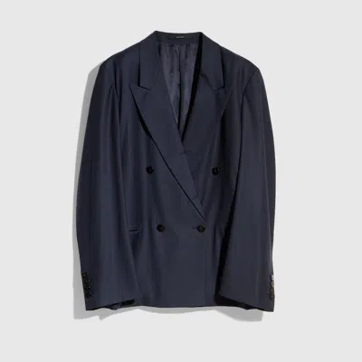 Gucci Light Wool Double-breasted Jacket In Blue