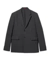 Gucci Men Dark Grey Jacket With Chest Pocket And Embossed Logo In Wool Gabardine Man In Gray