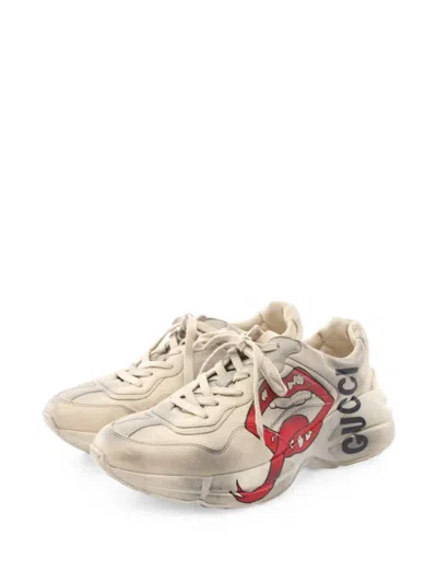 Pre-owned Gucci Lighton Leather Sneakers In Neutral