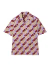 Gucci Bowling Cotton Popeline Shirt With All-over Surfer Print In Multicolour