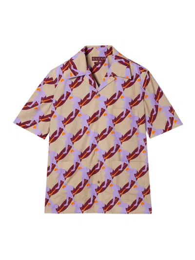 GUCCI LIGHTWEIGHT COTTON POPLIN SHIRT WITH PRINT