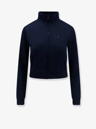 Gucci Lightweight Ribbed Cotton Jersey Sweatshirt In Blue