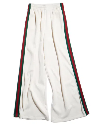 Gucci Lightweight Ribbed Cotton T-shirt With Double G Embroidery In White