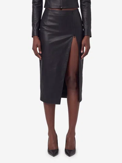 Gucci Lightweight Stretch Leather Skirt In Black