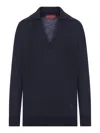 Gucci Lightweight Wool Polo Shirt With Embroidered Logo In Blue