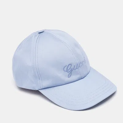Pre-owned Gucci Ligi Blue Logo Embroidered Cotton Baseball Cap Xs (56 Cm)