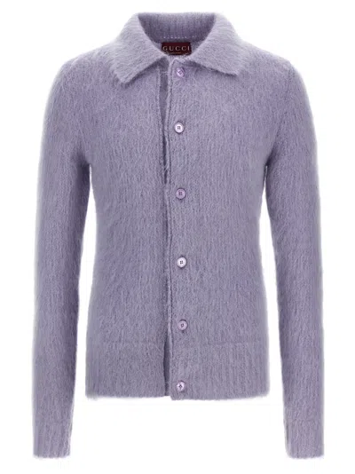 GUCCI MEN LILAC WOOL CARDIGAN, M LUXURY SWEATERS & KNITWEAR FOR MEN DARVEYS