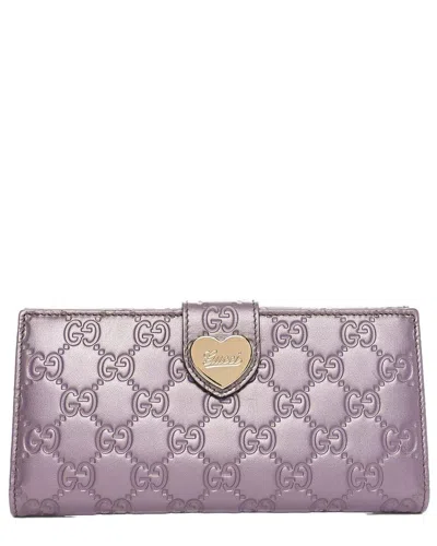 Gucci Heart Leather Continental Wallet In Pink
