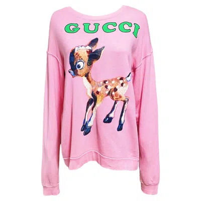 Pre-owned Gucci Limited Edition Bambi Fawn And Flowers Sweater In Pink