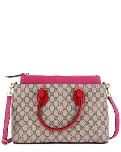 Gucci Linea A Convertible Tote Gg Coated Canvas And Leather Medium (authentic  Pre-loved) In Multi