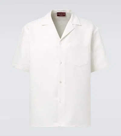 GUCCI LINEN-BLEND BOWLING SHIRT