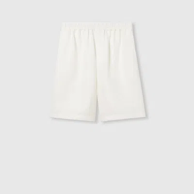 Gucci Linen Blend Gg Canvas Shorts In White