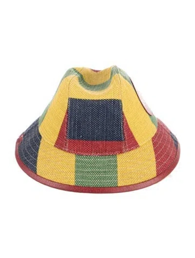 Pre-owned Gucci Linen Colorblock Bucket Hat W/tags In Red
